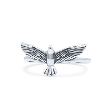 Dainty Sweet Flying Bird Designer Oxidized Statement Band Thumb Ring